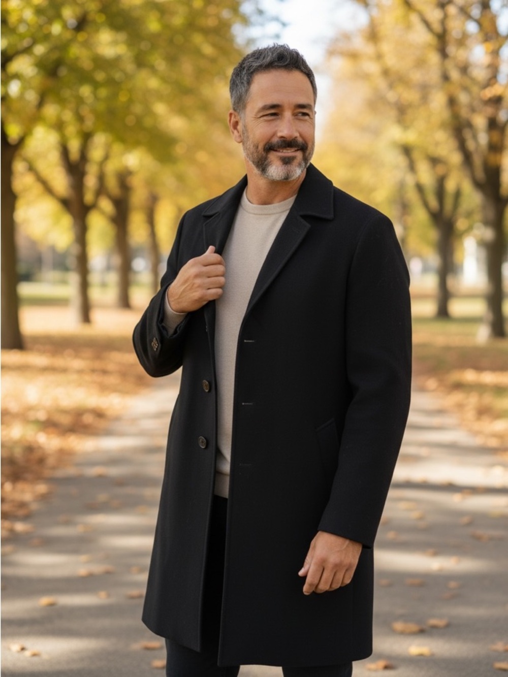Loro Piana Nordstrom Classic Black Wool Storm System Overcoat Trench Coat 40R - Picture 2 of 13